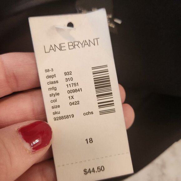 NWT Lane Bryant Black Twirl Skirt Beaded Fringe Hem Midi Skirt Women's 18 - Picture 10 of 12